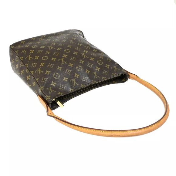 LOUIS VUITTON Logo Looping GM Shoulder Bag Monogram Leather Brown M51145 34FA791 - Picture 6 of 13